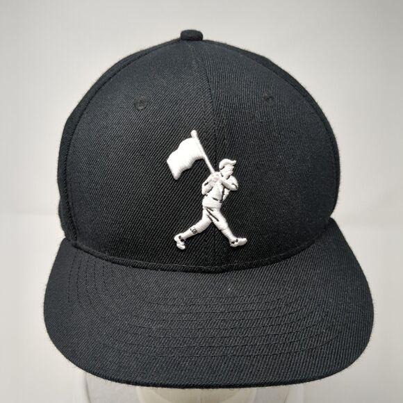 Baseballism Fitted Hat Black 7 1/2 Embroidered Logo Solid 6 Panel - Picture 2 of 9